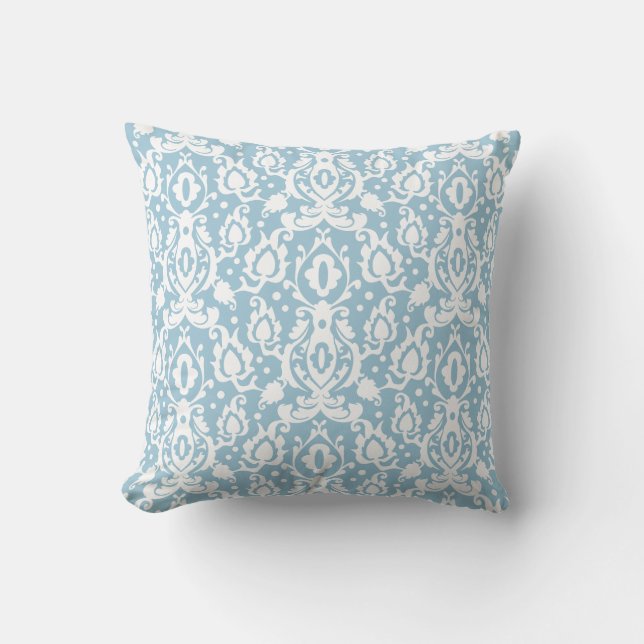 Eggshell Blue Moroccan Damask Cushion (Front)