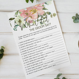 Eggshell Blush Floral Game Would the Groom Say Flyer