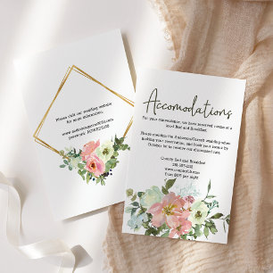 Eggshell Blush Floral Wedding Accommodation Enclosure Card