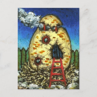 Eggshell fairy house postcard