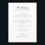 Eggshell Frame Calligraphy Name Wedding Dinner Menu<br><div class="desc">Complete your wedding tablescape with the Elegant Family Name Eggshell Cream White Frame Wedding Dinner Menu. This sophisticated design features your family name in graceful calligraphy script, beautifully framed by a soft cream white border that blends timeless elegance with a modern touch. The minimalist layout and refined typography create a...</div>