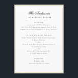 Eggshell Frame Calligraphy Name Wedding Dinner Menu<br><div class="desc">Complete your wedding tablescape with the Elegant Family Name Eggshell Cream White Frame Wedding Dinner Menu. This sophisticated design features your family name in graceful calligraphy script, beautifully framed by a soft cream white border that blends timeless elegance with a modern touch. The minimalist layout and refined typography create a...</div>