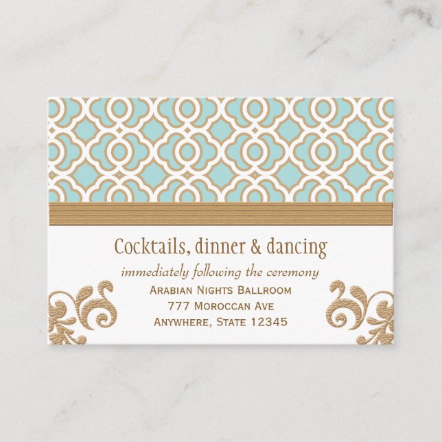 Eggshell Gold Moroccan Reception Enclosure Cards (Front)