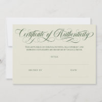 Eggshell Olive Swirls Certificate of Authenticity