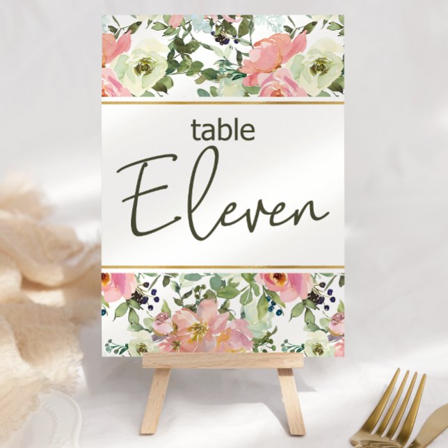 Eggshell Pink Blush Floral Wedding Table Number (Creator Uploaded)
