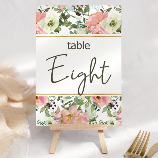 Eggshell Pink Blush Floral Wedding Table Number (Creator Uploaded)
