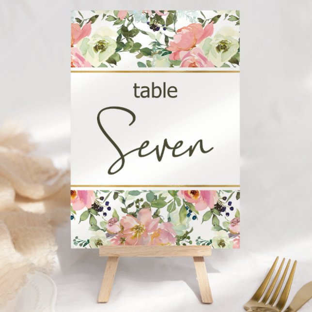 Eggshell Pink Blush Floral Wedding Table Number (Creator Uploaded)