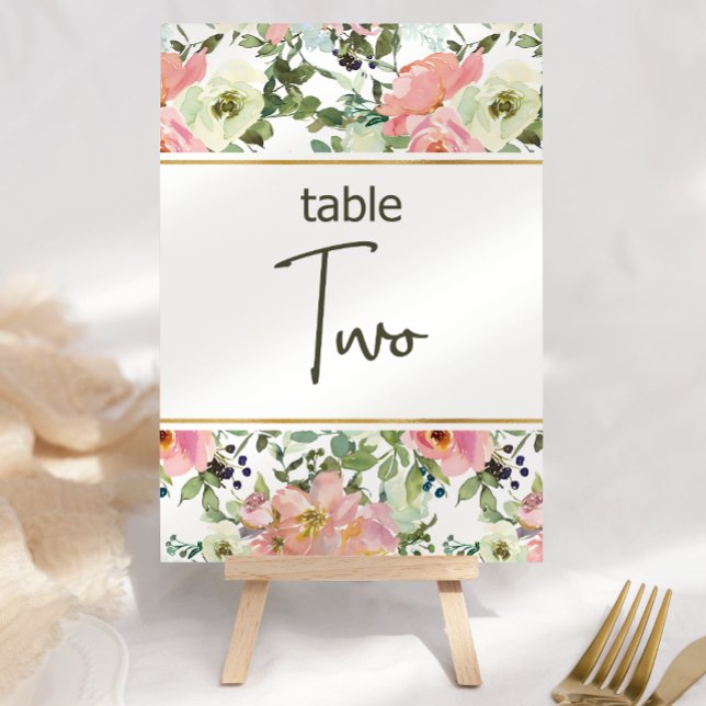 Eggshell Pink Blush Floral Wedding Table Number (Creator Uploaded)