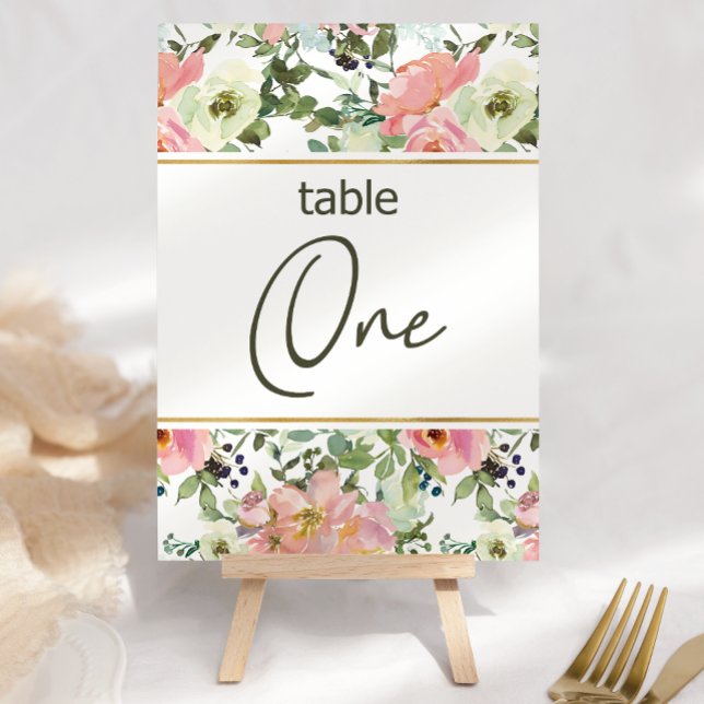 Eggshell Pink Blush Floral Wedding Table Number (Creator Uploaded)