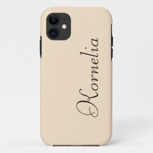 Eggshell Solid Colour Minimalist Name iPhone 11 Case