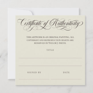 Eggshell Square Swirls Certificate of Authenticity