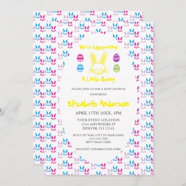 Eggspecting A Little Bunny Baby Shower Invitation (Front/Back)