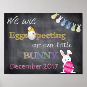 Eggspecting Easter Pregnancy Reveal Announcement Poster
