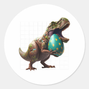 Eggspert Easter Eggs Hunt Dinosaur Easter Bunnies  Classic Round Sticker