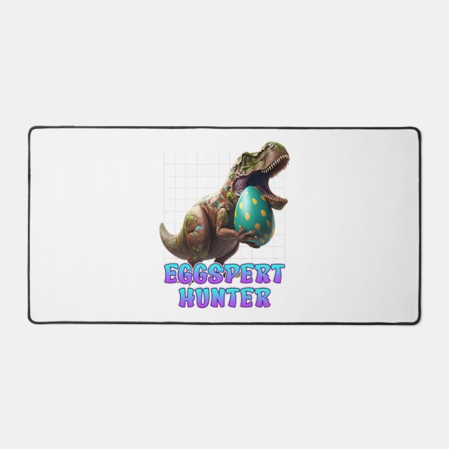 Eggspert Easter Eggs Hunt Dinosaur Easter Bunnies  Desk Mat (Front)