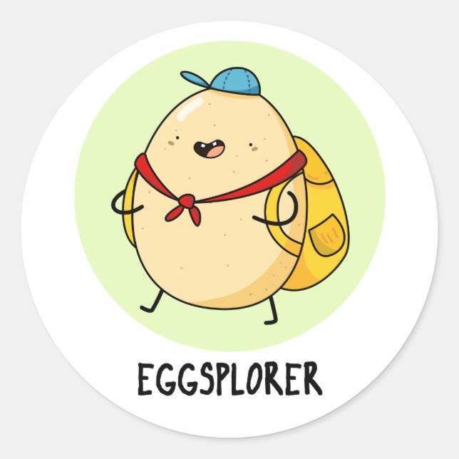 Eggsplorer Funny Egg Explorer Pun  Classic Round Sticker (Front)