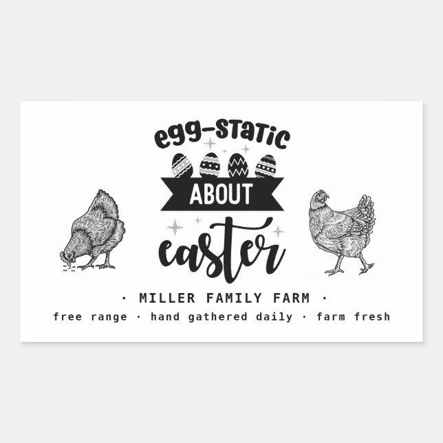 eggstatic easter farm fresh egg carton sticker (Front)