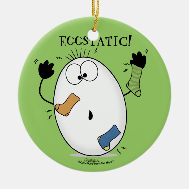 Eggstatic-Ecstatic Egg Ceramic Tree Decoration (Front)