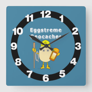 Eggstreme Geocaching  Square Wall Clock