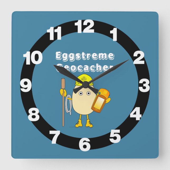 Eggstreme Geocaching  Square Wall Clock (Front)