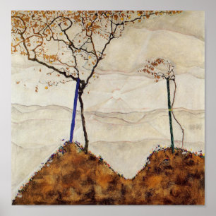 Egon Schiele Autumn Sun Fall Tree Nature Trees Poster