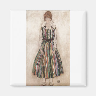 Egon Schiele - Edith Schiele in Striped Dress 1915 Magnet