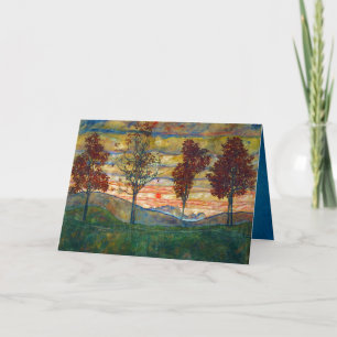 Egon Schiele Four Trees Tree Nature Park Card