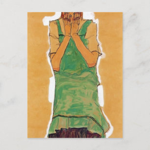 Egon Schiele- Girl with Green Pinafore Postcard