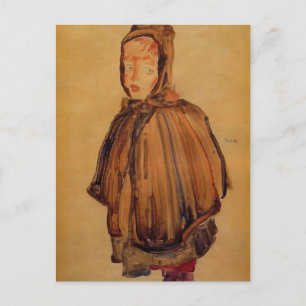 Egon Schiele- Girl with Hood Postcard