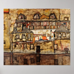 Egon Schiele - House Wall On The River Poster