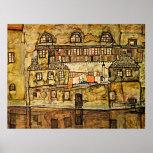 Egon Schiele - House Wall on the River Poster