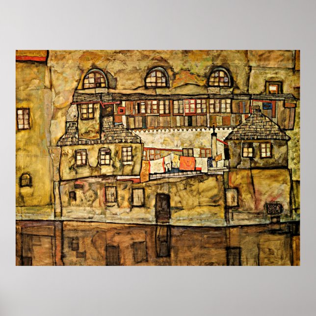 Egon Schiele - House Wall on the River Poster (Front)