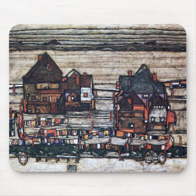 Egon Schiele , “ Houses with Laundry ” Mouse Mat (Front)