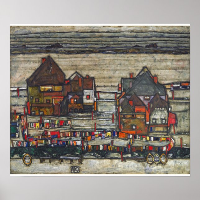 Egon Schiele - Houses With Laundry Poster (Front)