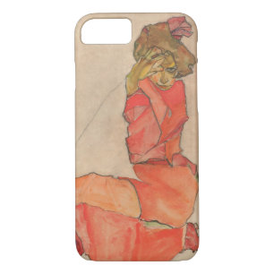Egon Schiele Kneeling Female in Orange Red Dress iPhone 8/7 Case