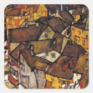 Egon Schiele Krumau Crescent of Houses Square Sticker