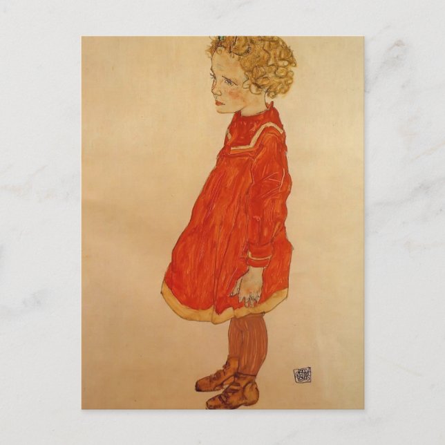 Egon Schiele- Little Girl with Blonde Hair Postcard (Front)