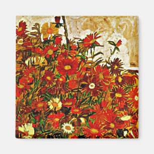 Egon Schiele painting, Field of Flowers Magnet