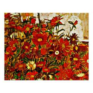 Egon Schiele painting, Field of Flowers Poster