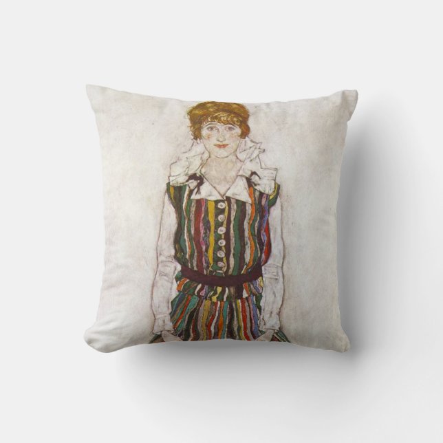 Egon Schiele Portrait of Edith Schiele Pillow (Front)