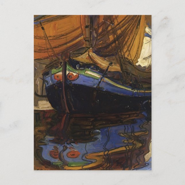 Egon Schiele-Sailing Boat with Reflection in Water Postcard (Front)