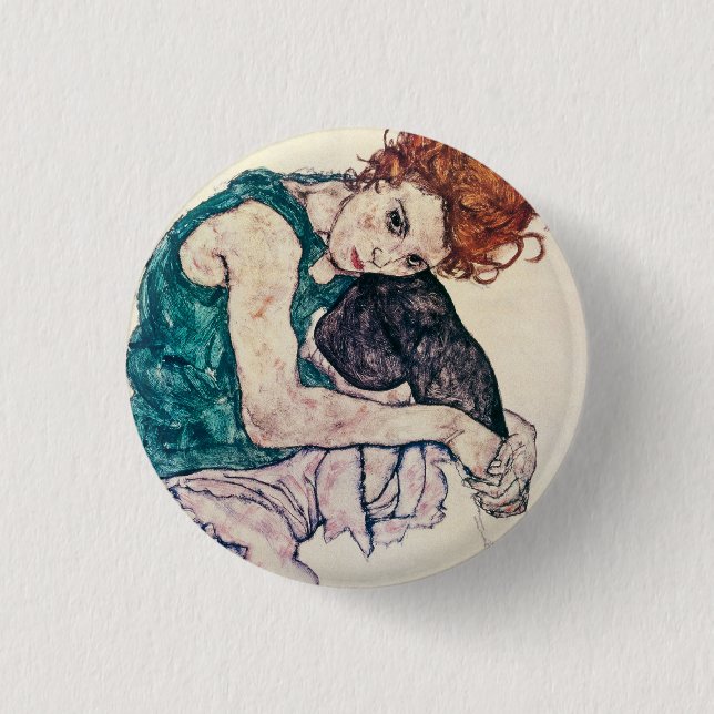 Egon Schiele Seated Woman Button (Front)