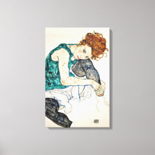 Egon Schiele Seated Woman with Bent Knee Canvas Print