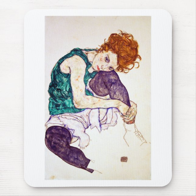 Egon Schiele Seated Woman with Legs Drawn Up Mouse Mat (Front)