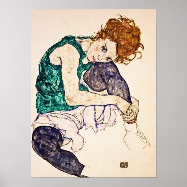 Egon Schiele - Seated Woman With Legs Drawn Up Poster (Front)