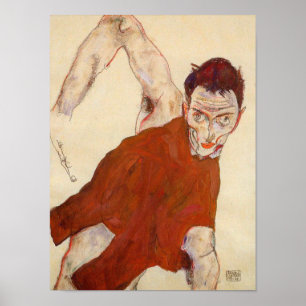 Egon Schiele - Self Portrait In A Jerkin With Righ Poster