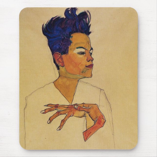 Egon Schiele Self Portrait Mouse Mat (Front)