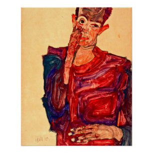 Egon Schiele - Self Portrait With Eyelid Pulled Poster