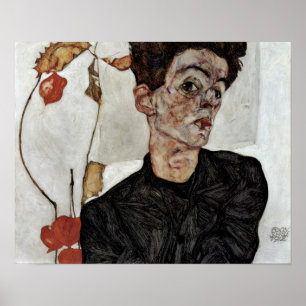 Egon Schiele - self-portrait with fruit Lantern Poster