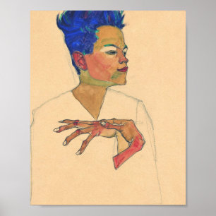 Egon Schiele Self Portrait With Hands On Chest Poster